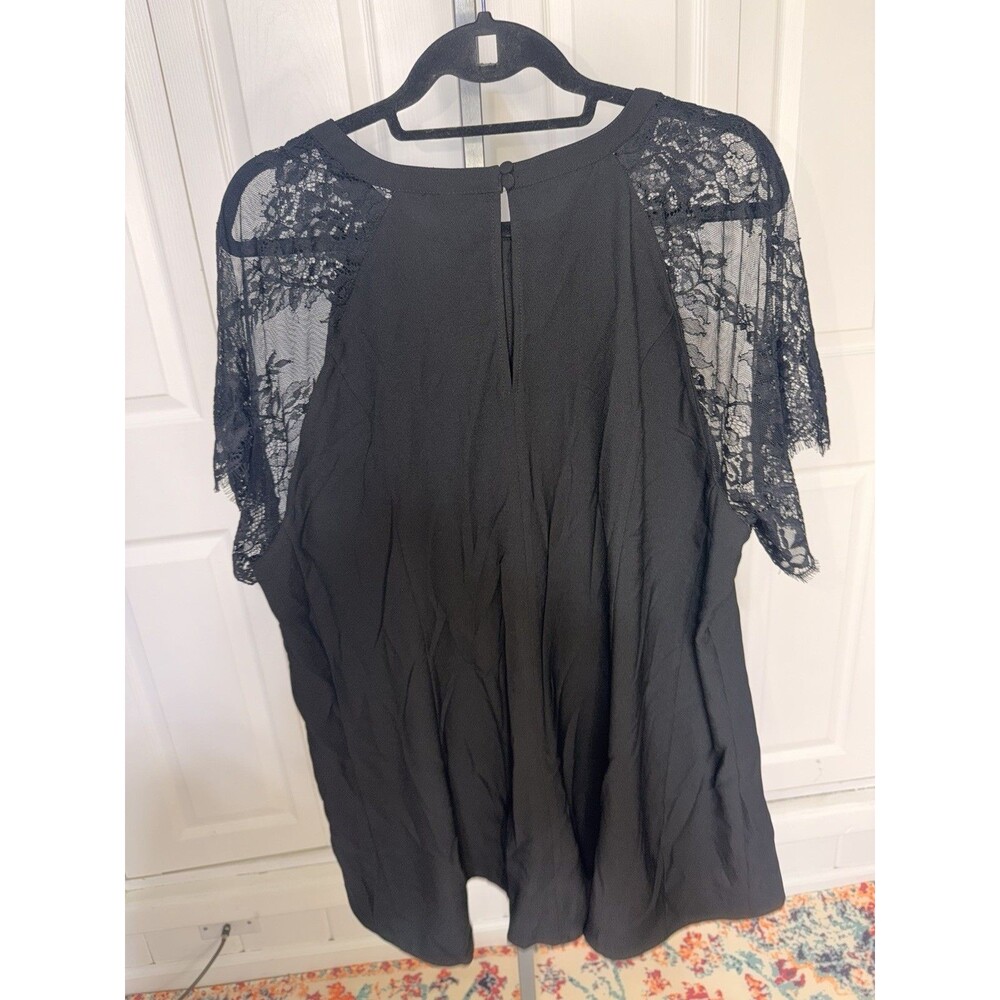 Torrid Black Crepe Lace Sleeve Peplum Blouse Top Size 3xl - Picture 6 of 7